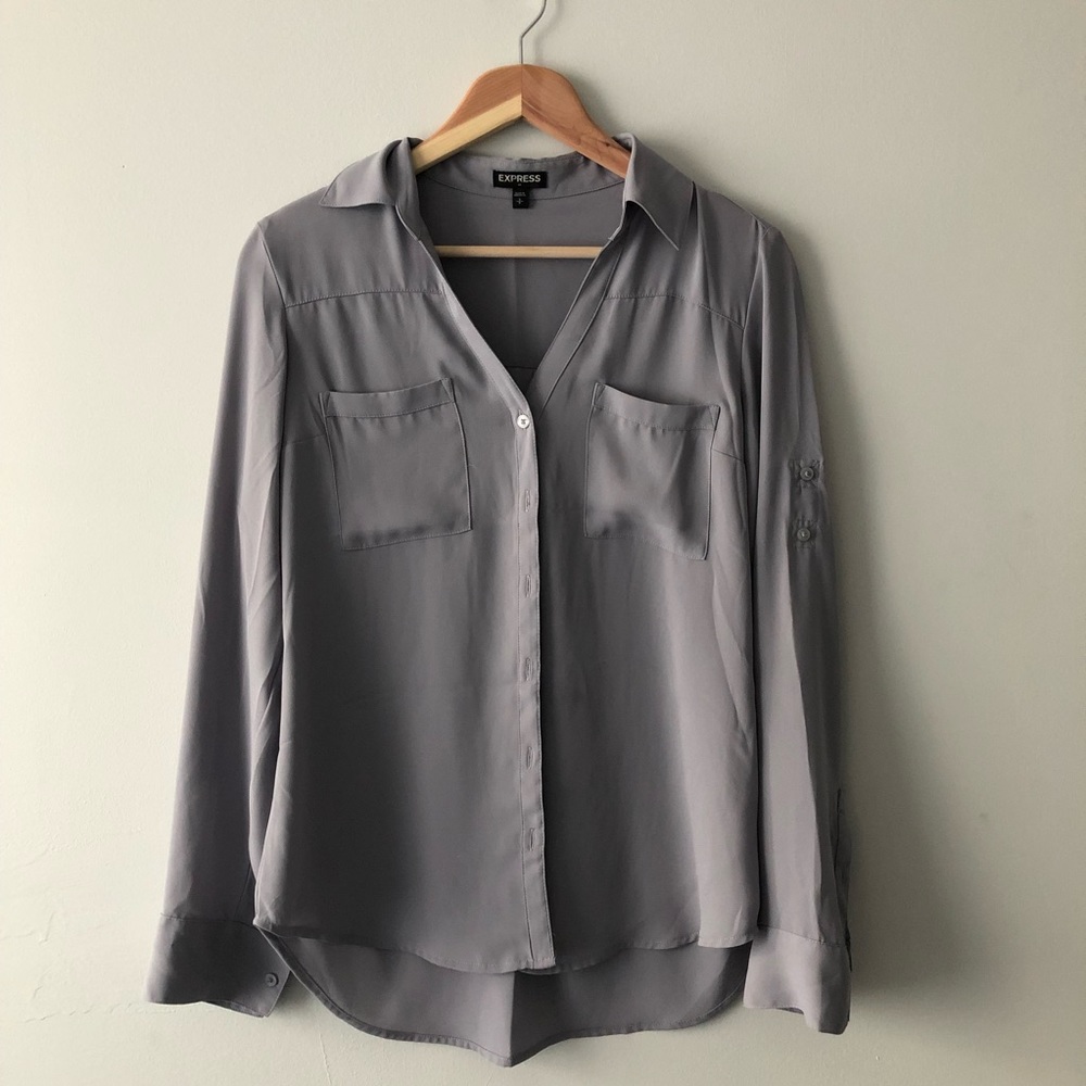 Express Portofino Slim Fit Shirt, Grey